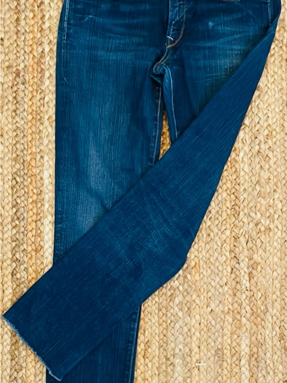 Earnest Sewn Boot Cut Jeans in Deep Blue Wash